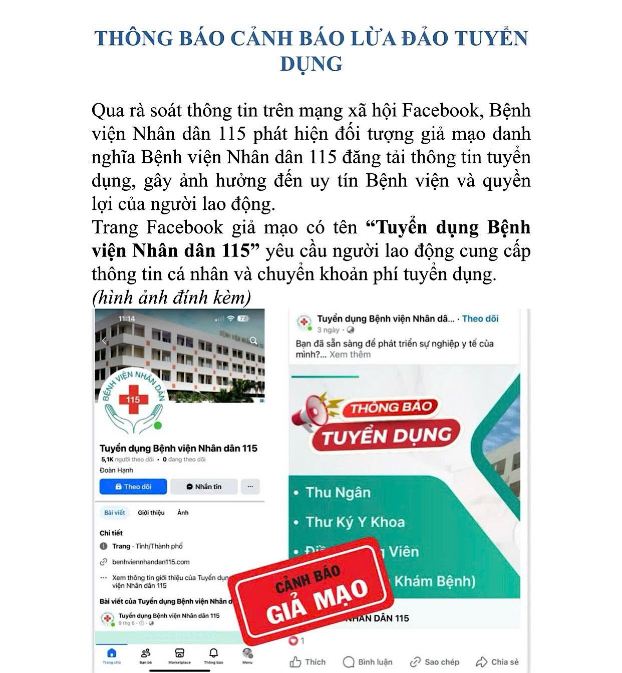 Bệnh viện đối mặt với tình trạng giả mạo lừa đảo- Ảnh 1.